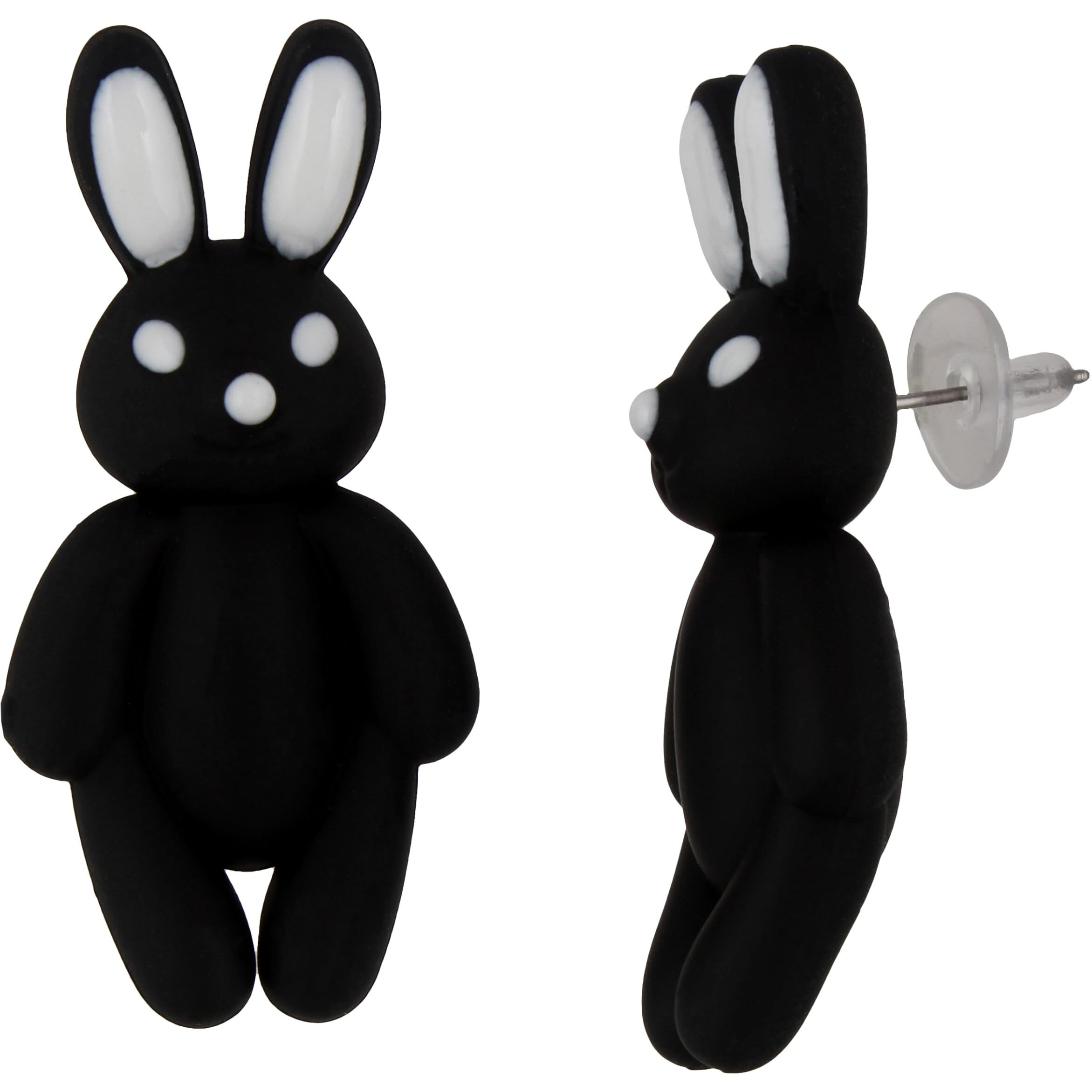 Lucky Jewellery Designer Black Color Rabbit Shaped Teddy Earing Stylish Teddy Bear Stud Earrings | Cute Cartoon Earrings For Girls & Women (75-CHEP-1205-BL)