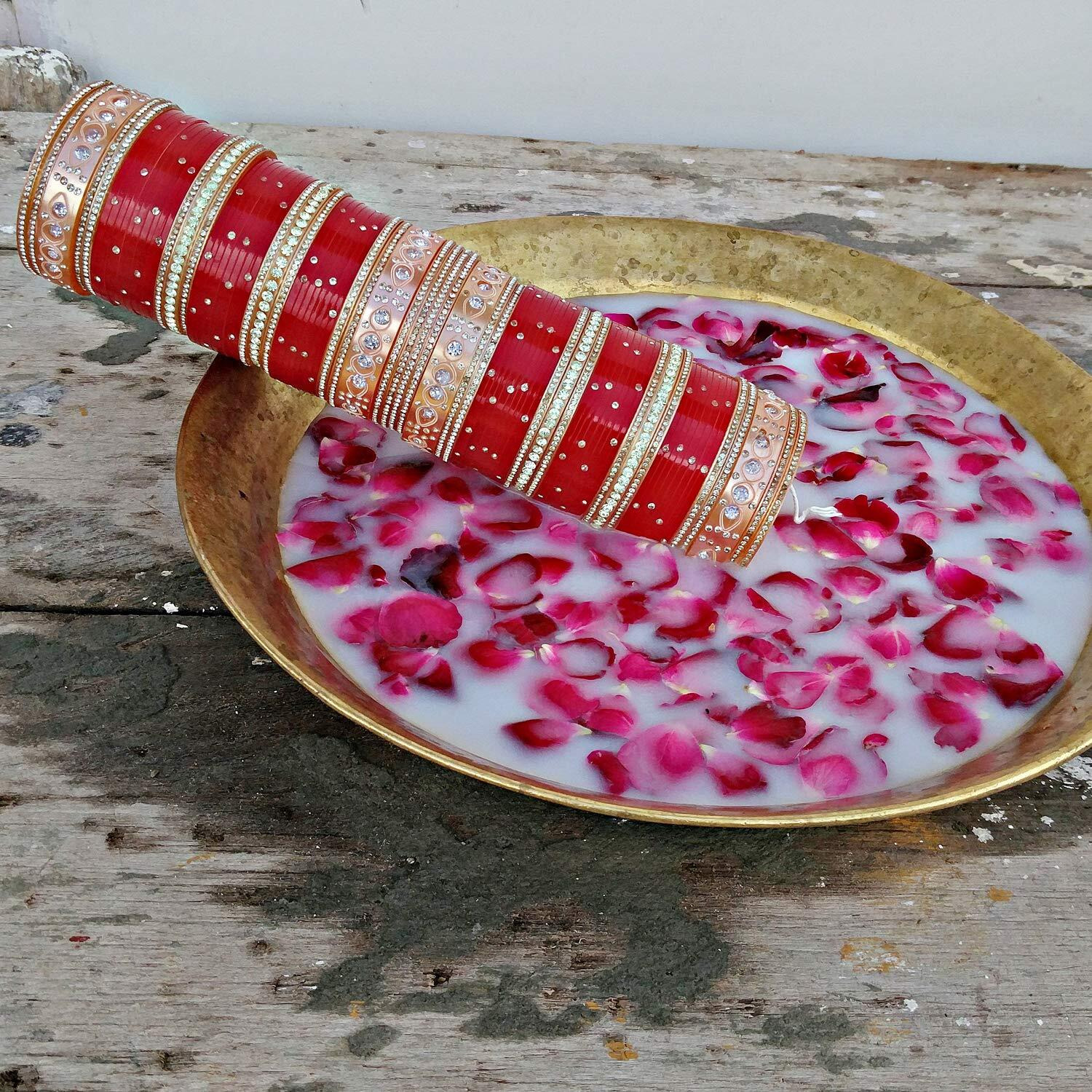 Lucky Jewellery Bridal Bangle set Red Punjabi Choora Wedding Chuda Fashion Chura Set for Women(508-M1C1-722-R210)