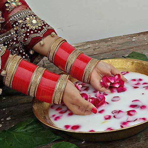 Lucky Jewellery Bridal Bangle Set Red Plastic Chura, Punjabi Choora Fashion Jewellery Chuda Set (700-M1C1-735-R24)