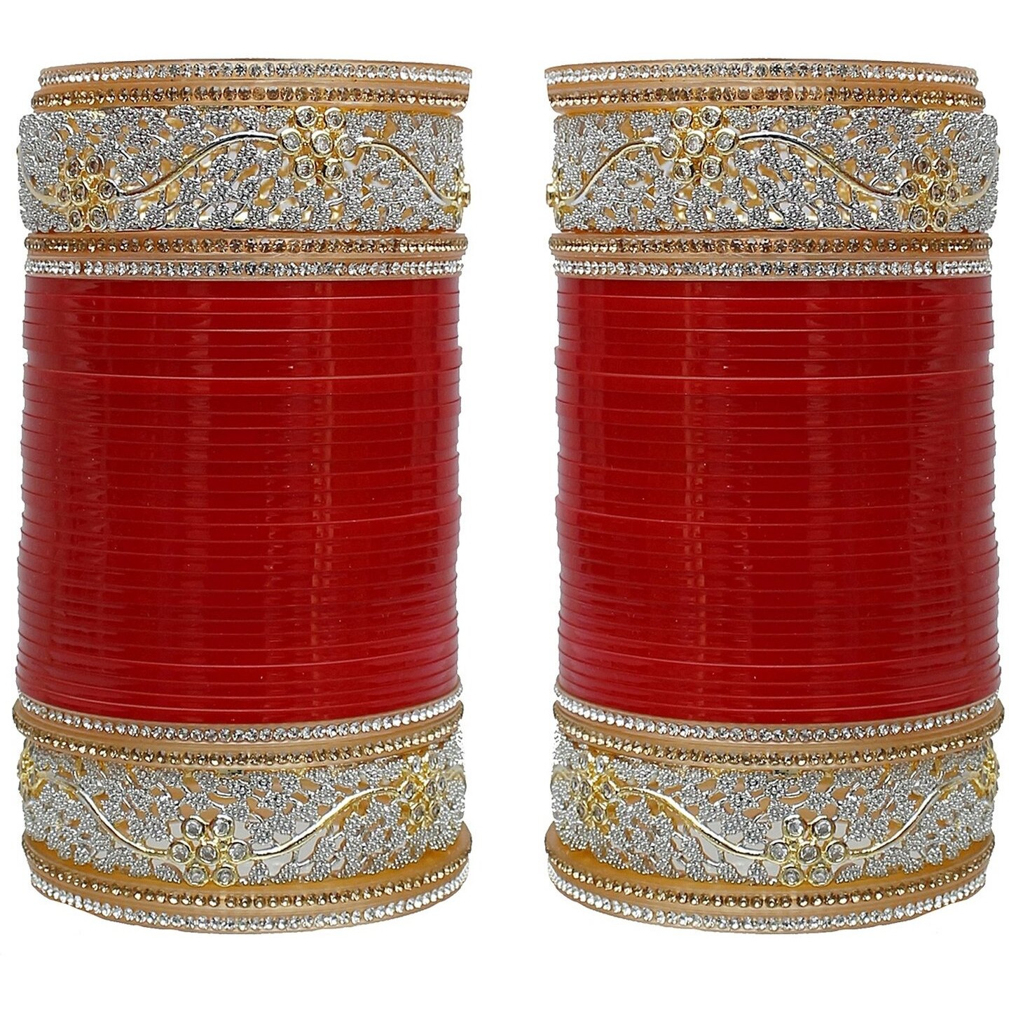 Lucky Jewellery Bridal Bangle Set Red Color Chuda Dulhan Punjabi Choora Wedding Chura For Women (2310-M1C1-BANDHAN-R26)