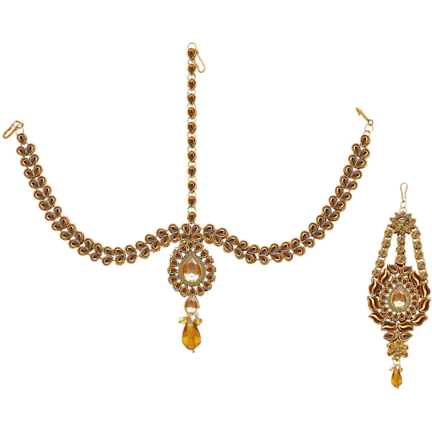 Lucky Jewellery Designer Gold Plated Dulhan Bridal Jewelry Set 8 Pcs. for Girls & Women (WZK-LCT)