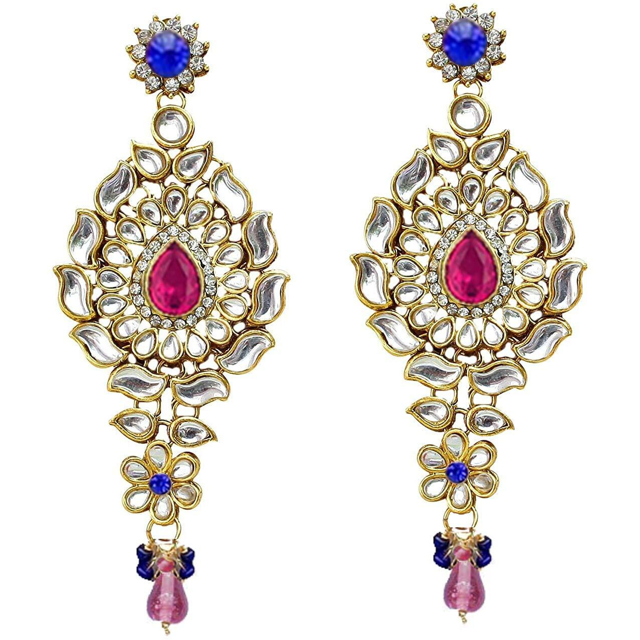 Lucky Jewellery Designer Gold Plated Dulhan Bridal Jewelry Set 8 Pcs. for Girls & Women (WZK-RB)