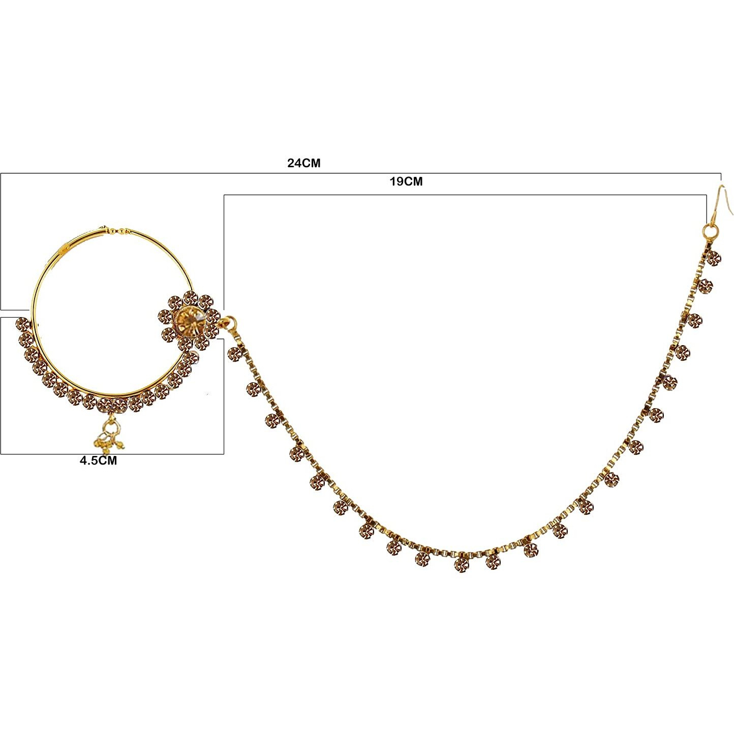 Lucky Jewellery 18 K Gold Plated Karwa Chauth Golden Color Alloy Wedding Suhag Nath for Girls & Women