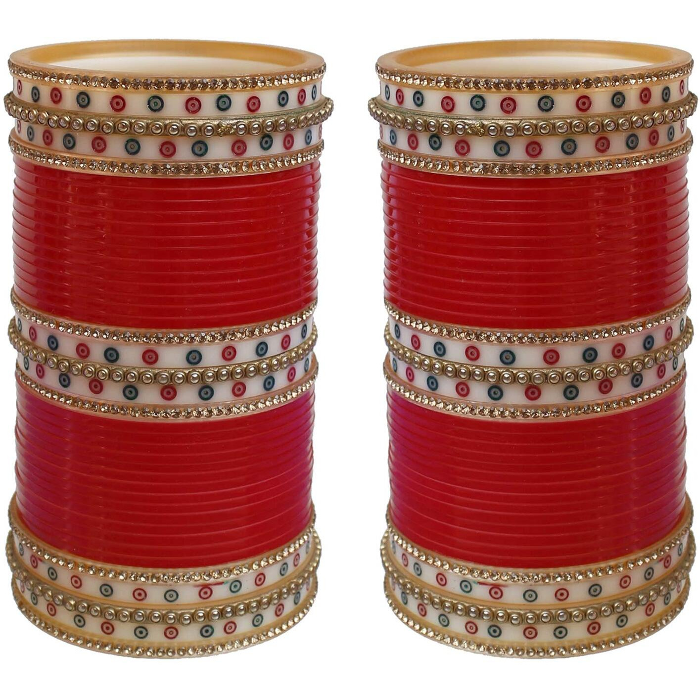 Lucky Jewellery Bridal Bangle Set Wedding Punjabi chuda, Designer chura, Red Color Choora Set for Women (937-M1C1-MANGLA-R26)