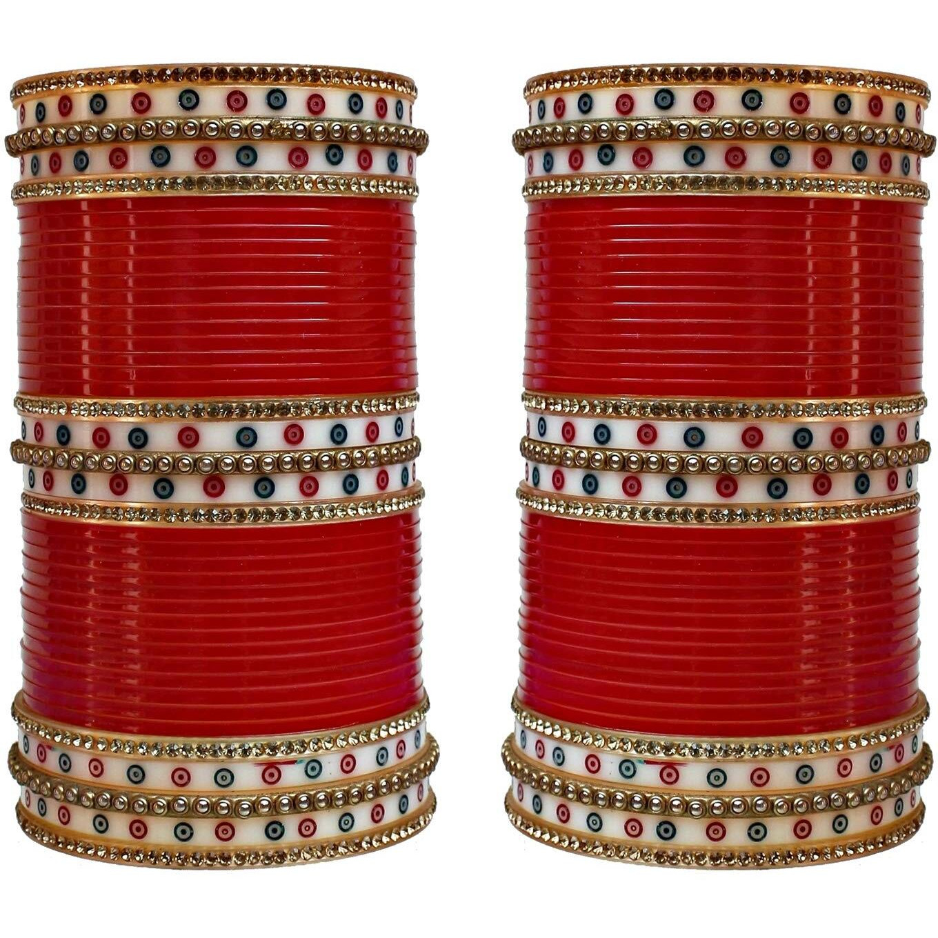 Lucky Jewellery Bridal Bangle Set Wedding Punjabi chuda, Designer chura, Red Color Choora Set for Women (937-M1C1-MANGLA-R26)
