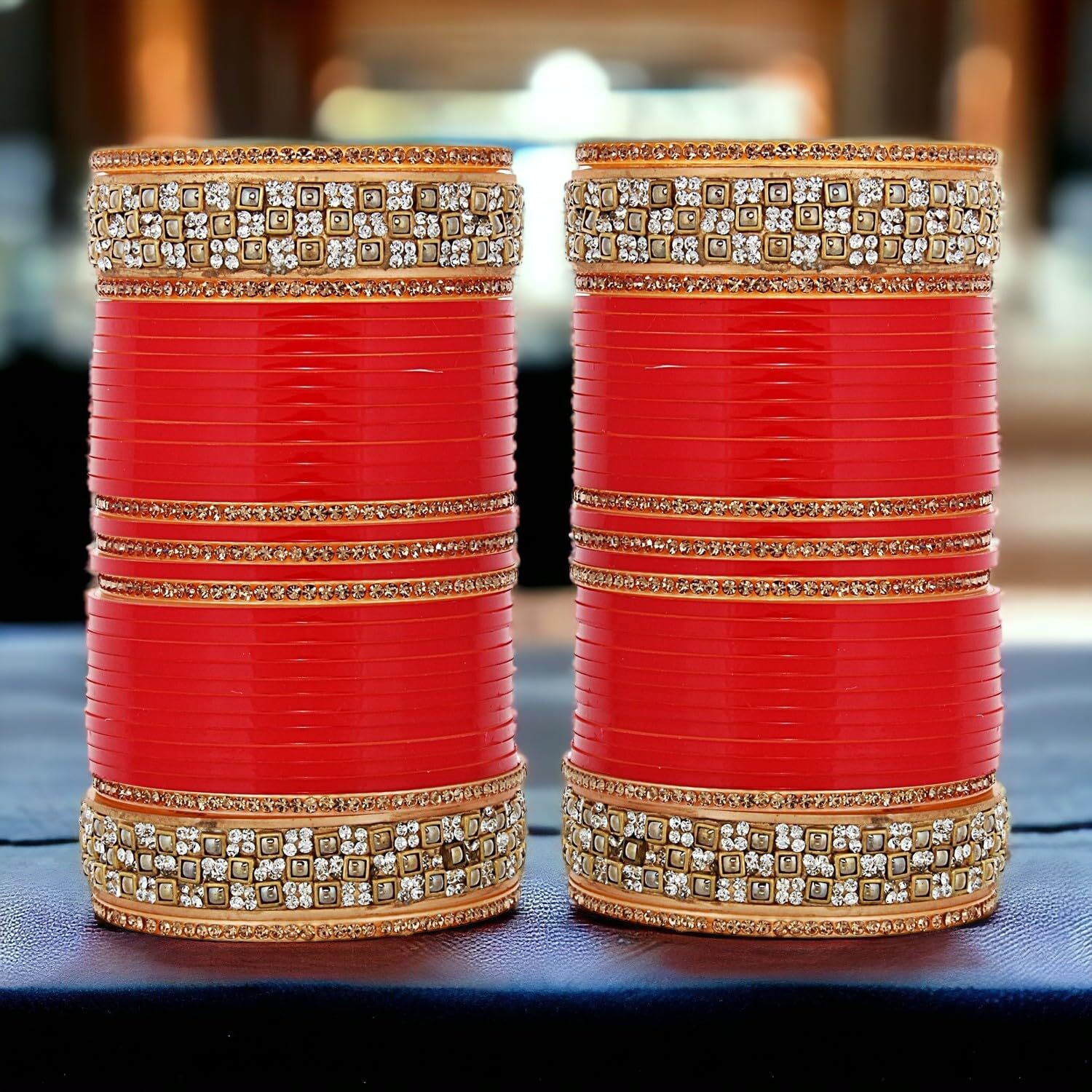 Lucky Jewellery Bridal Bangle Set Red Designer Chura Dulhan Wedding Punjabi Choora Fashion Jewellery Chuda For Women (799-M1C1-Z721-R24)