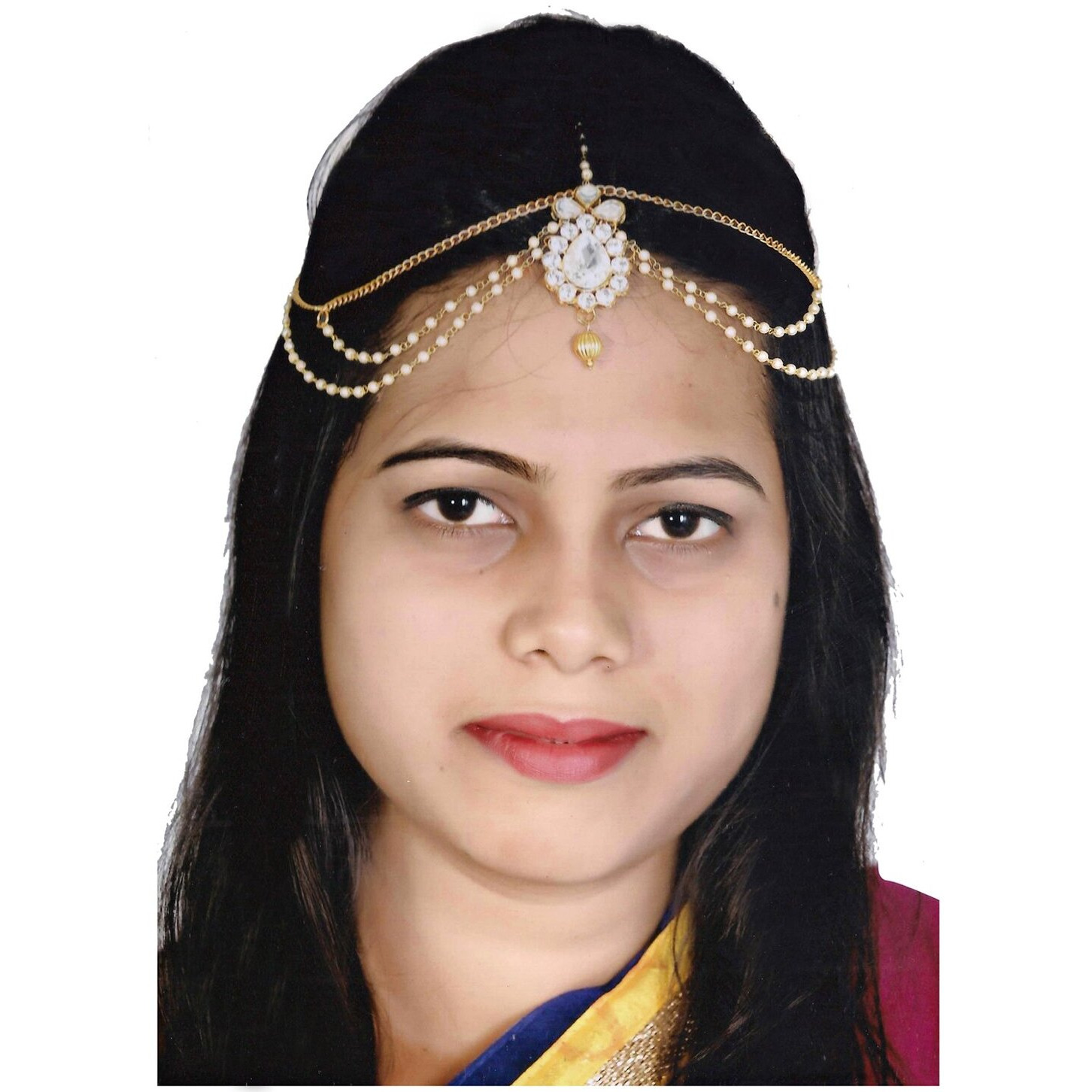 Lucky Jewellery Bridal Dulhan Collection White Color Stone Tikka Wedding Matha Patti For Girls & Women (165-L1PM-10-W)
