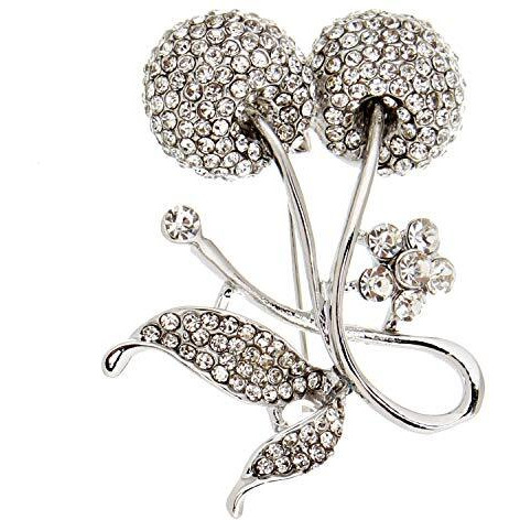 Lucky Jewellery Designer White Stone Silver Color Flower Brooch for Men & Women (150-CHOS-LJ626-W-S)