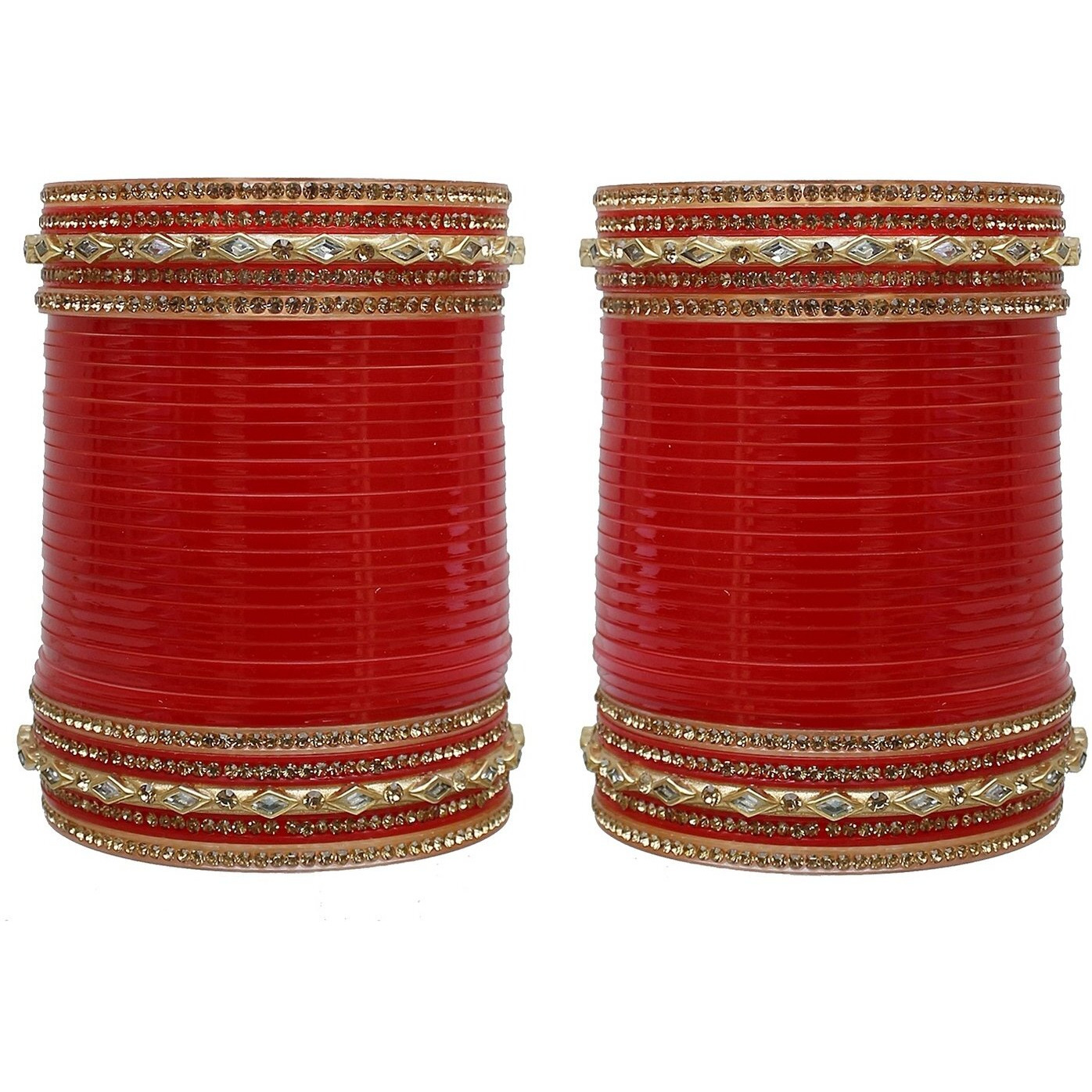 Lucky Jewellery Bridal Bangle set Red Designer Chura Punjabi Choora Fashion Jewellery Chuda Set(581-M1C1-Z731-R26)