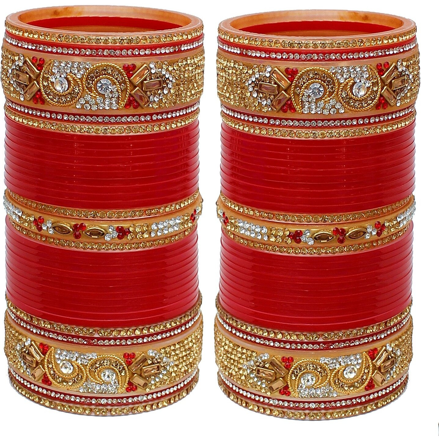 Lucky Jewellery Bangle Set for Women (Red) (1040-M1C1-733-R26)