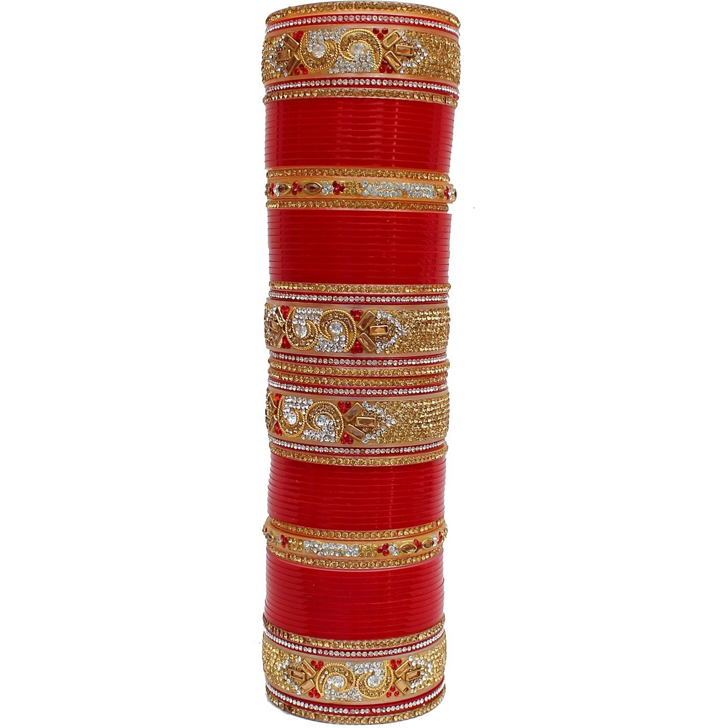 Lucky Jewellery Bangle Set for Women (Red) (1040-M1C1-733-R26)