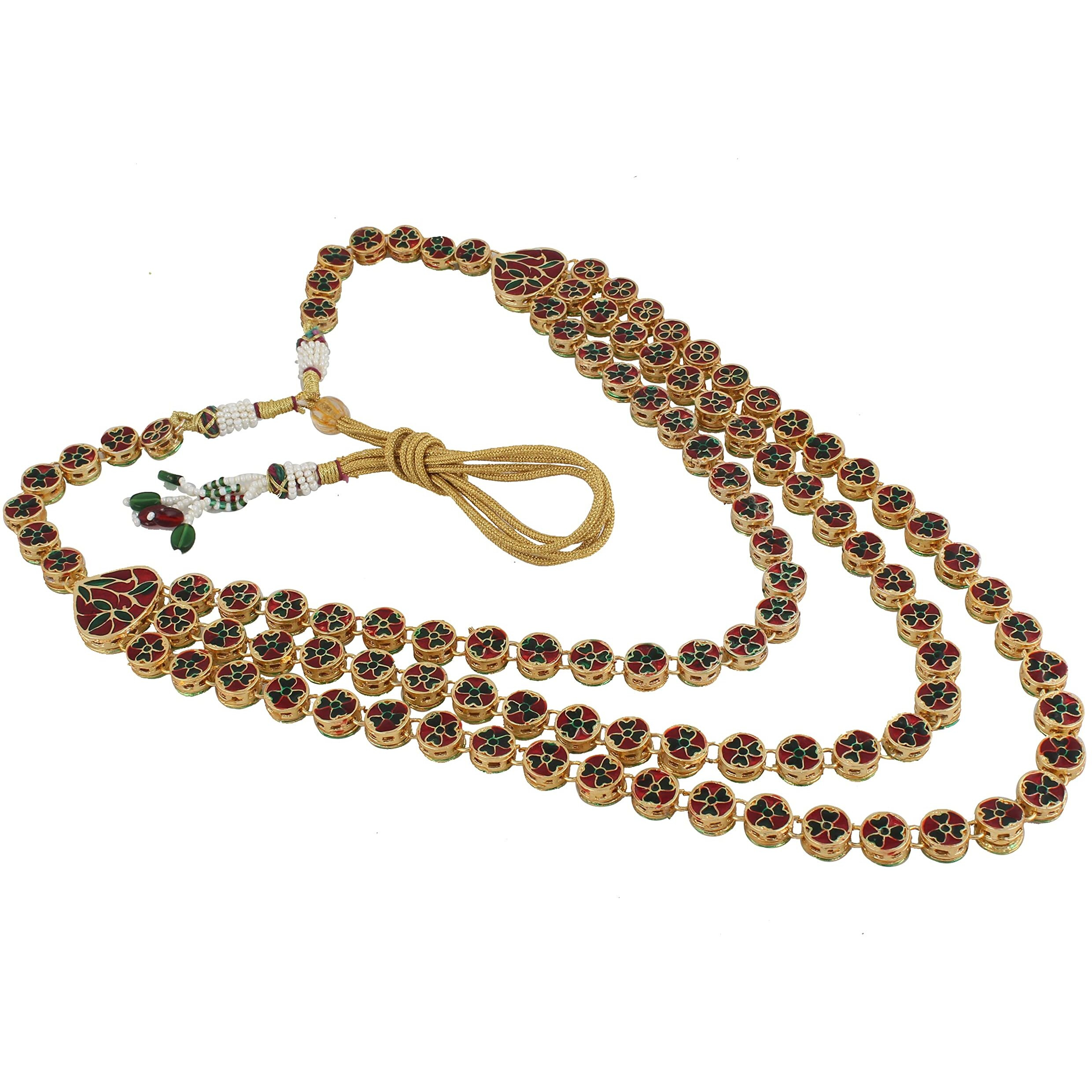 LUCKY JEWELLERY Back Meenakari 18k Gold Plated White Color Tika Earring Combo Jewellery Set Uncut Kundan Big Faux Kundan Dibbi Kundan Choker Necklace Set for Girls & Women