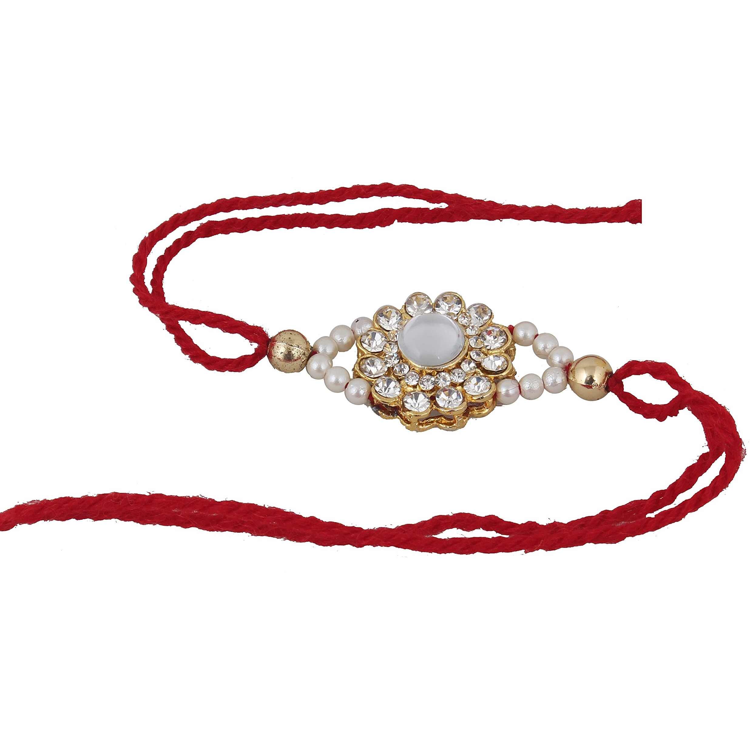 Lucky jewellery Rakhi Rakhe Boho Collection Rakshabandan Rakhee Bracelet for Bro/Brother/Bhaiya/Bhai/Bhabhi Rakshasutra (120-SSKR1-52000-W-2N)