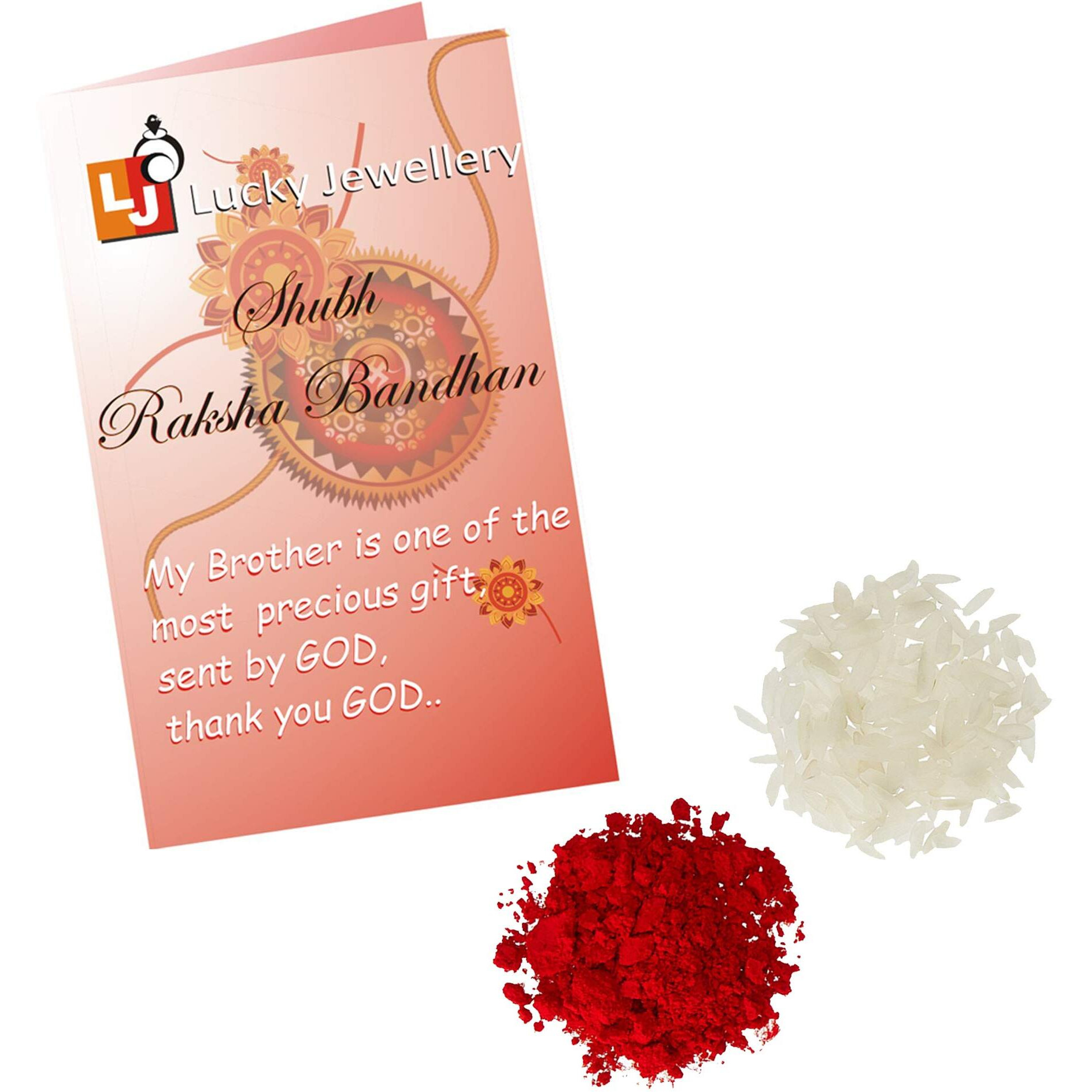 Lucky jewellery Rakhi Rakhe Boho Collection Rakshabandan Rakhee Bracelet for Bro/Brother/Bhaiya/Bhai/Bhabhi Rakshasutra (120-SSKR1-52000-W-2N)