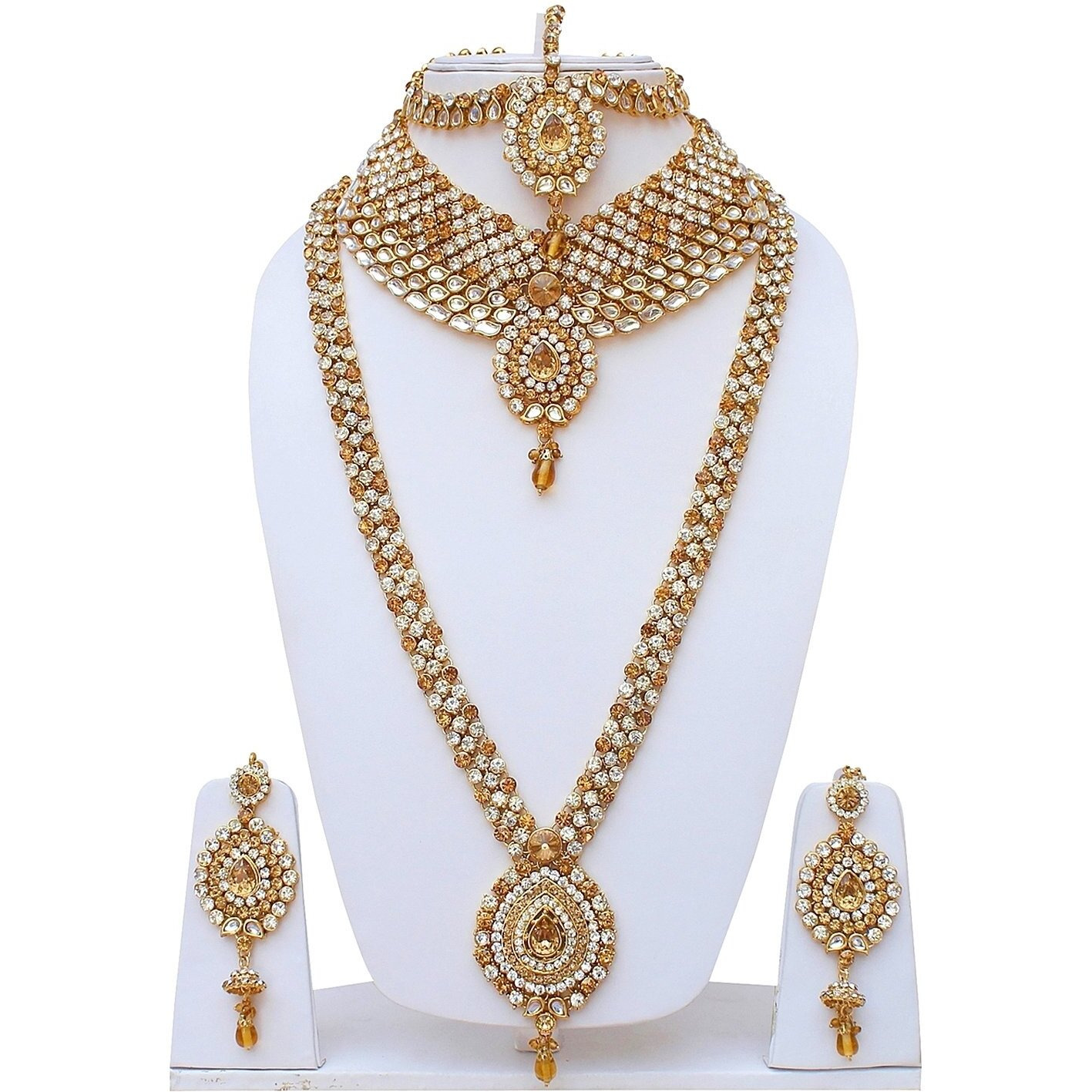 Lucky Jewellery White CZ Stone Non-Precious Metal Jewellery Set for Women - Pack of 8 (4917-WZS-1009-LCT-W)
