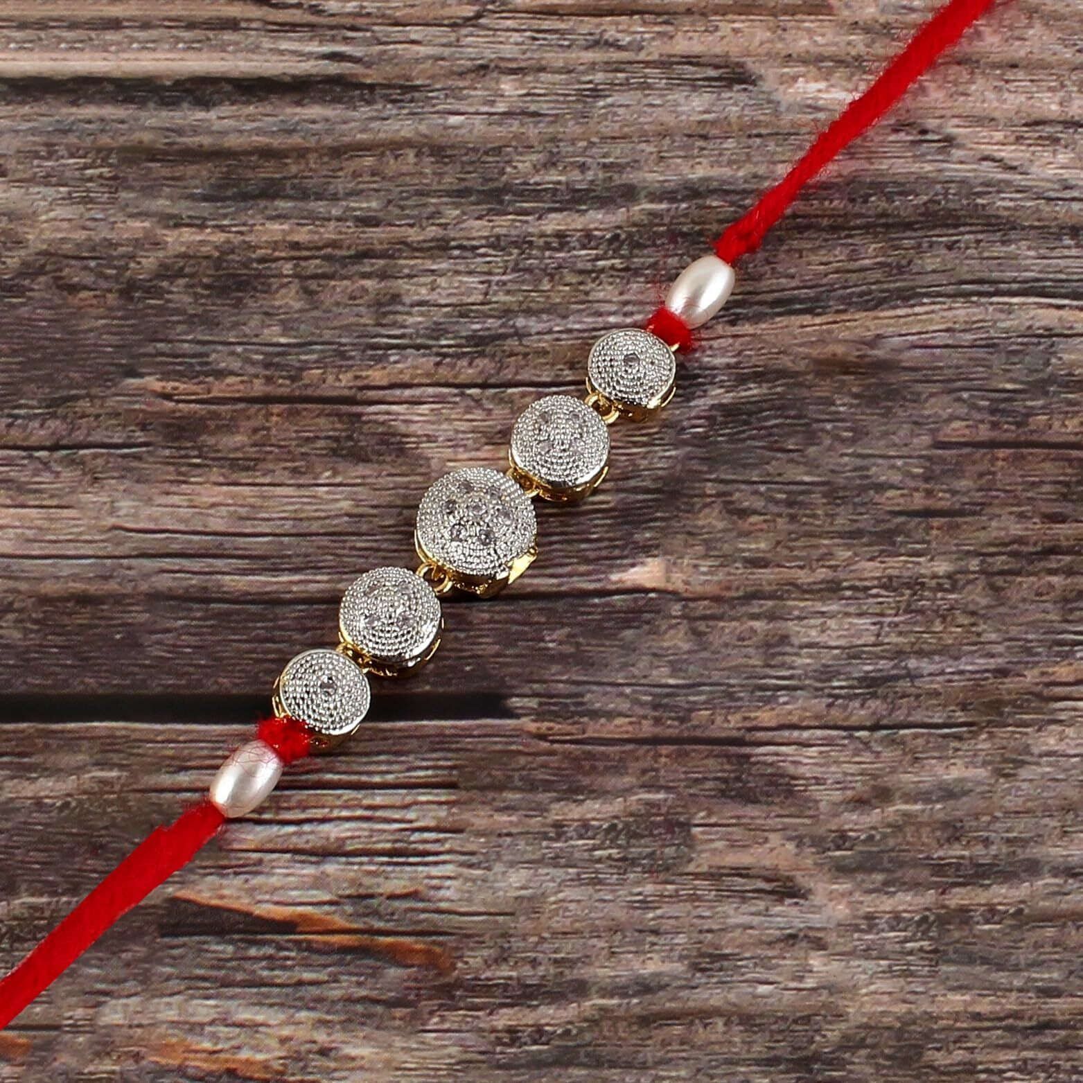 LUCKY JEWELLERY Designer Gold Plated Combo White Color Quirky Flower Shape Rakhi for Bro/Brother/Bhaiya/Bhai/Bhabhi (Pack of 2) Rakshabandan Rakhee Bracelet Rakshashutra (132-WTMR1-E820-W-2)