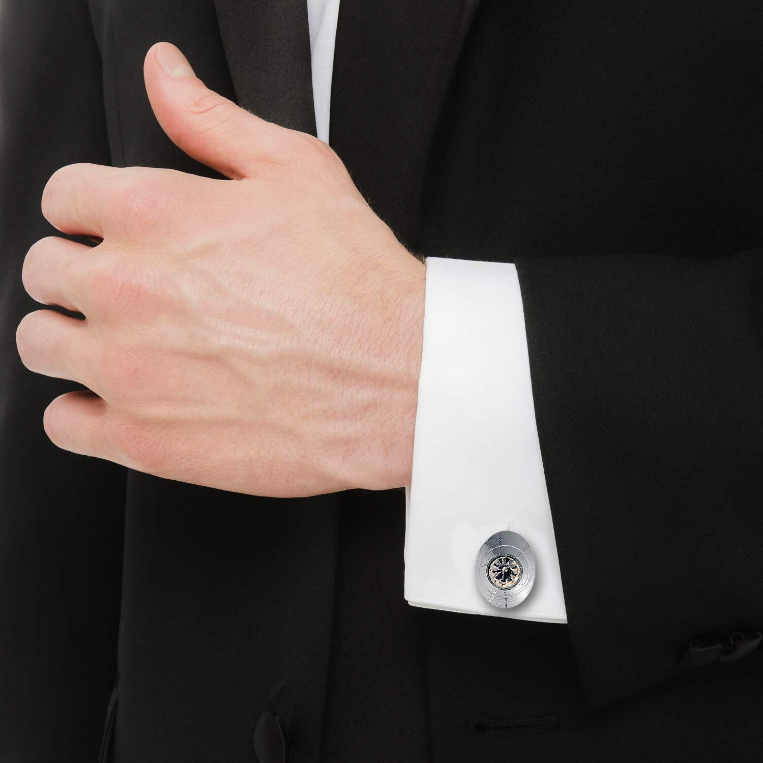 Lucky Jewellery Unique Men Jewelry White Color Stone Silver Plated Sleeve Button Formal Cuff Button Wedding Shirt Button, Suit, Blazer Cufflinks Pair Gift Set For Men (175-M4C4-KRM38-W-S)