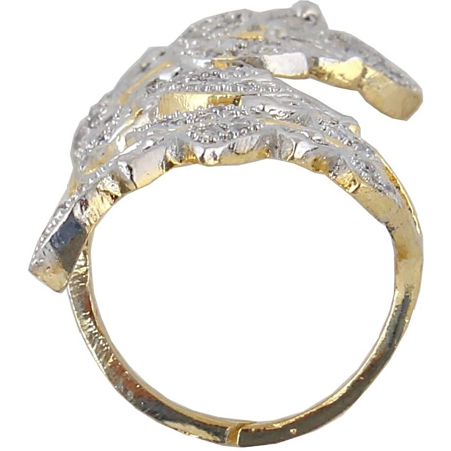 Lucky Jewellery 18K Gold Plated American Diamond (AD) White Color Finger Ring for Girls & Women (185-P4FA-1555)