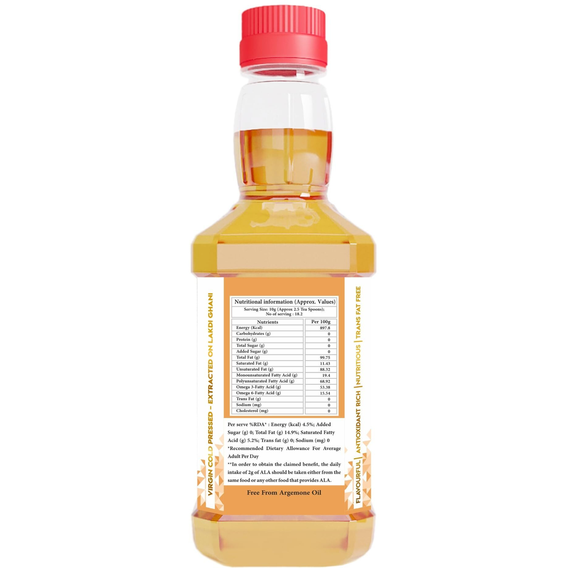 IndicWisdom Wood Pressed Flaxseed Oil 200 ml (Cold Pressed Flaxseed Oil - Extracted on Wooden Churner)