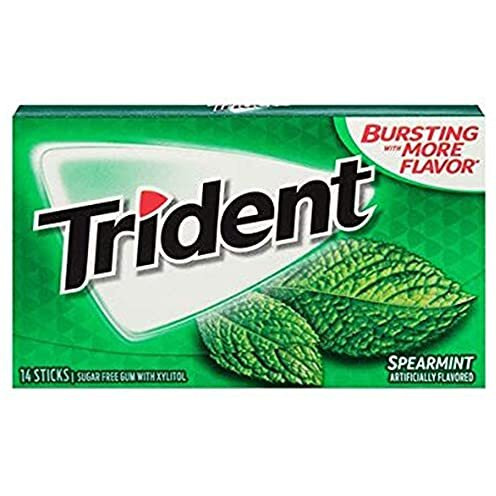 Trident Sugar Free Chewing Gum Spearmint, 14 Sticks, 26 g