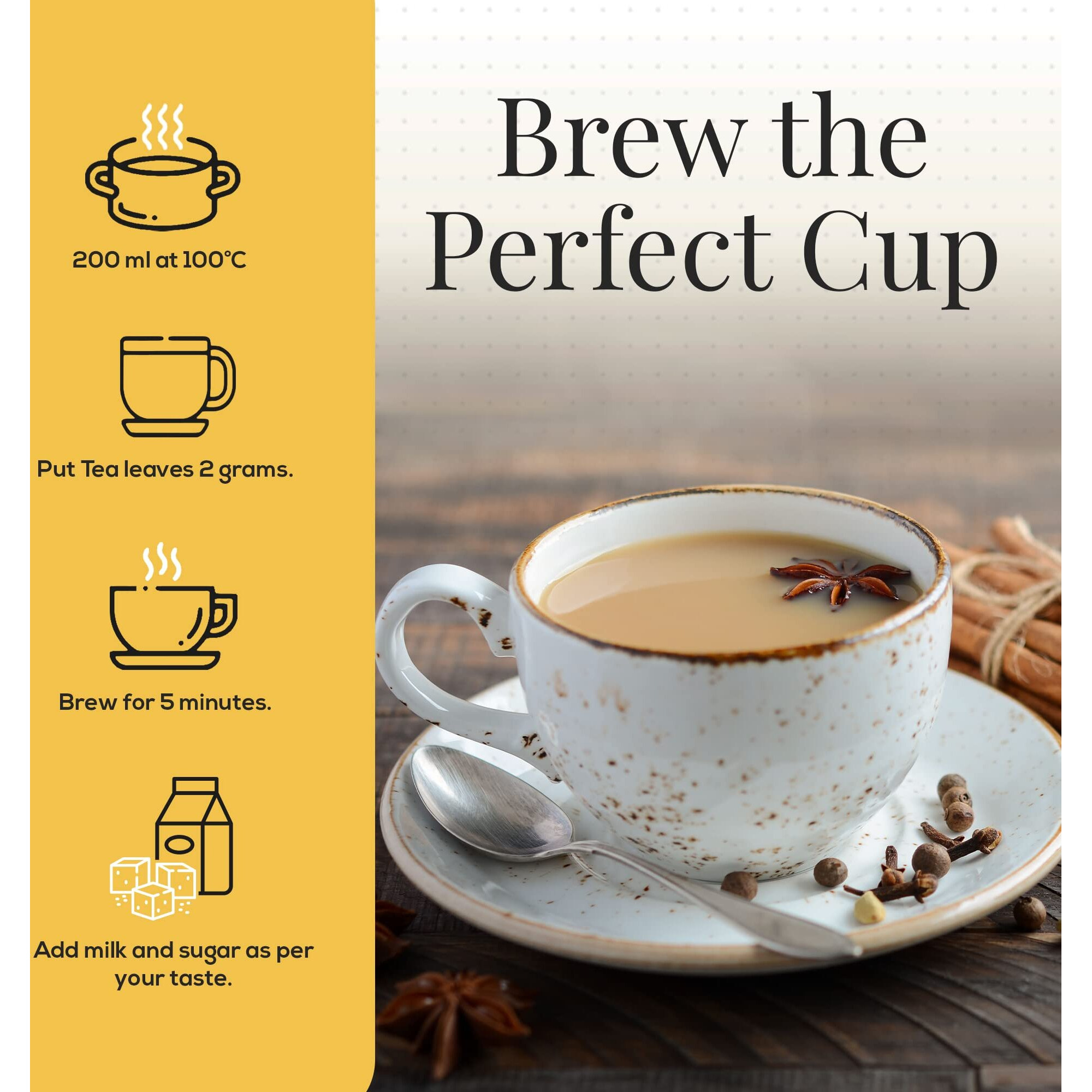 The Tea Heaven|Tea Gift-Masala Chai Whole Leaf Tea, Chai,Leaf 150 Gm 50 Cups|Ginger Cardamom Cinnamon Cloves Star Anise Black Pepper(Gold Moisture Proof Container)