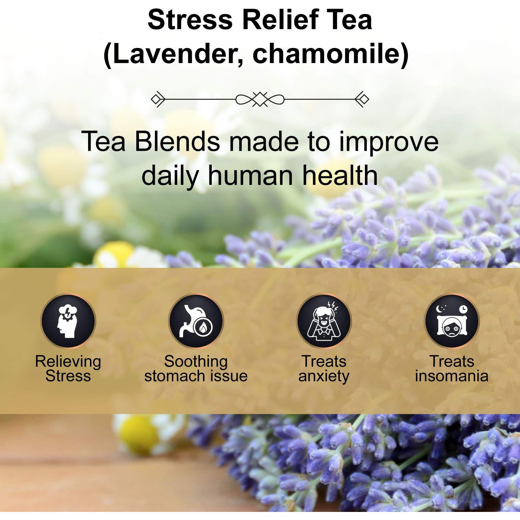 The Tea Heaven | Tea Gift - Stress Relief Lavender Tea(Wellness Tea) | Tea Gift Pack-Promotes Better Sleep-100% Organic Ingredients- 50 Grams (25 Cups), Loose Leaves