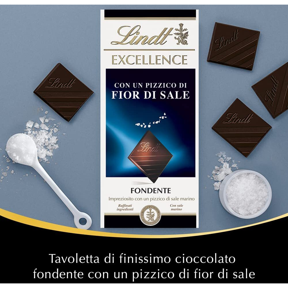 Lindt Excellence Chocolate-Touch of Sea Salt Dark Chocolate, 100 Gram Bar