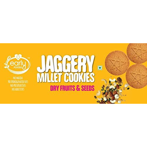 Early Foods Assorted - Dry Fruit & Multigrain Millet Jaggery Cookies, 2 X 130 g | Sugarfree cookies | snacks for kids