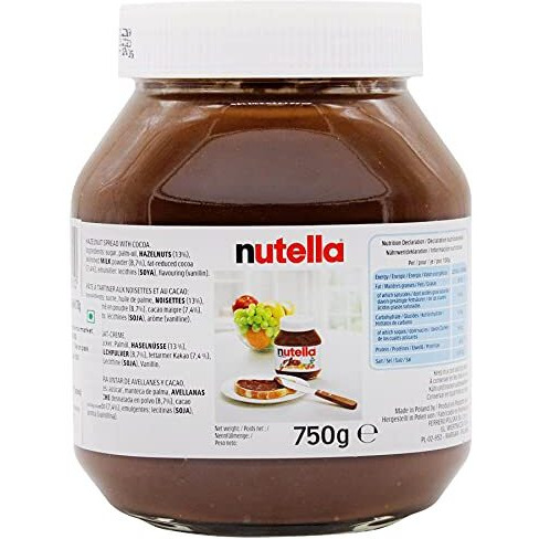 Nutella Ferrero Chocolate Spread Jar, 750 g