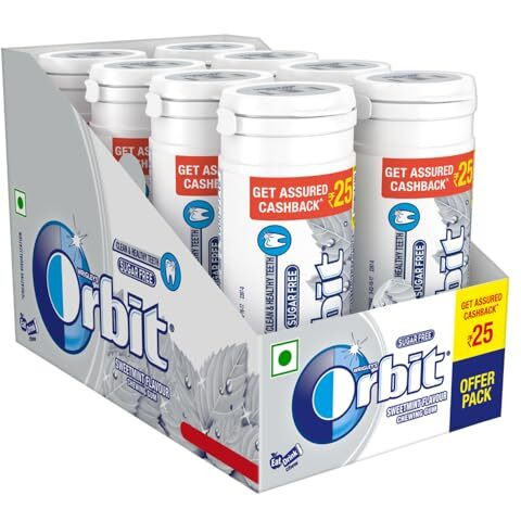 Orbit Sweet Mint Sugar-Free Chewing Gum, for Clean and Healthy Teeth, Pocket Friendly and Easy to Carry Tube, 22g, Pack of 8