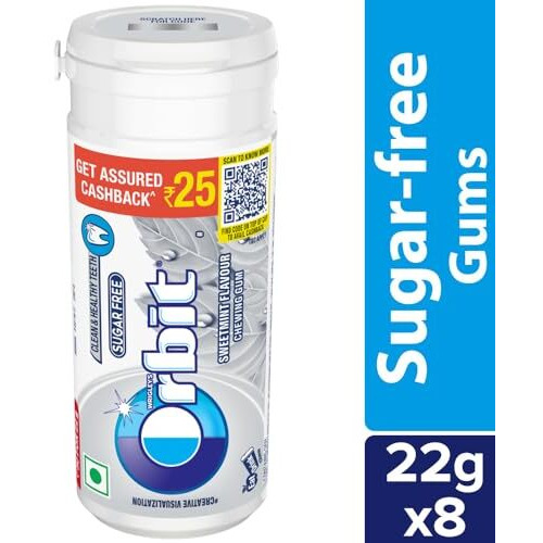Orbit Sweet Mint Sugar-Free Chewing Gum, for Clean and Healthy Teeth, Pocket Friendly and Easy to Carry Tube, 22g, Pack of 8