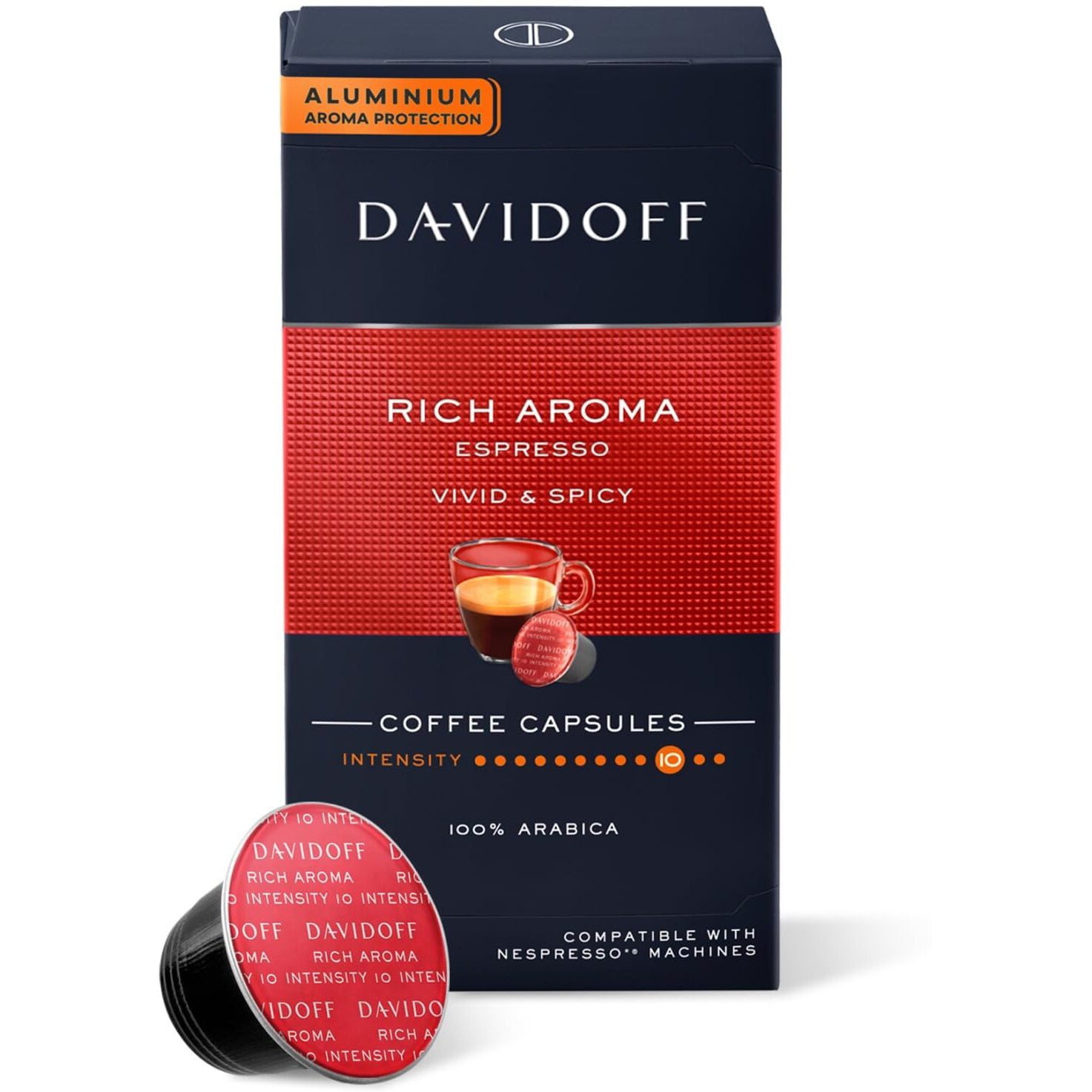 Davidoff Rich Aroma Coffee 10/12 Intensity 10X Capsules, 1.94 Oz 55 G