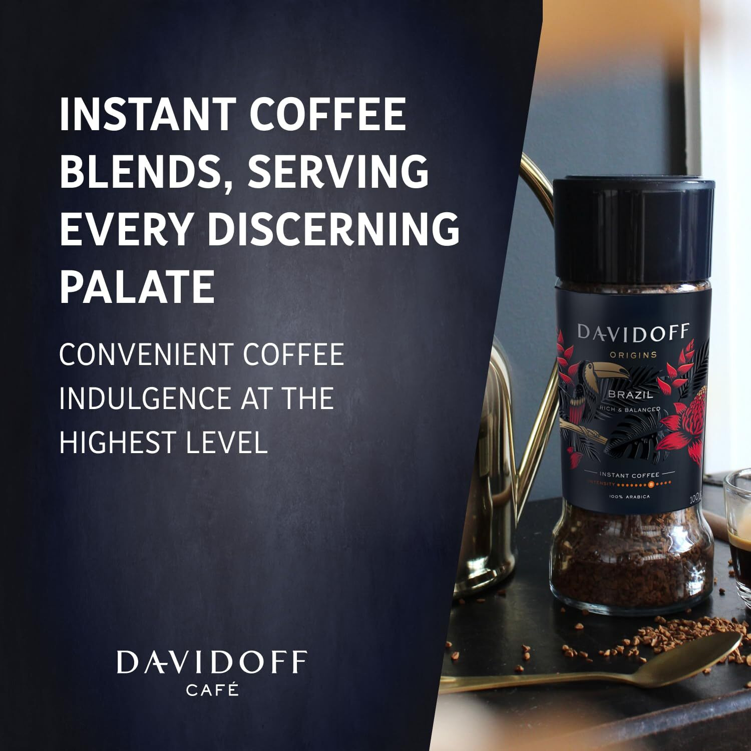 Davidoff Origins Brazil Flavour Instant Coffee, 3.53 oz  100 g, Granule, Glass Bottle