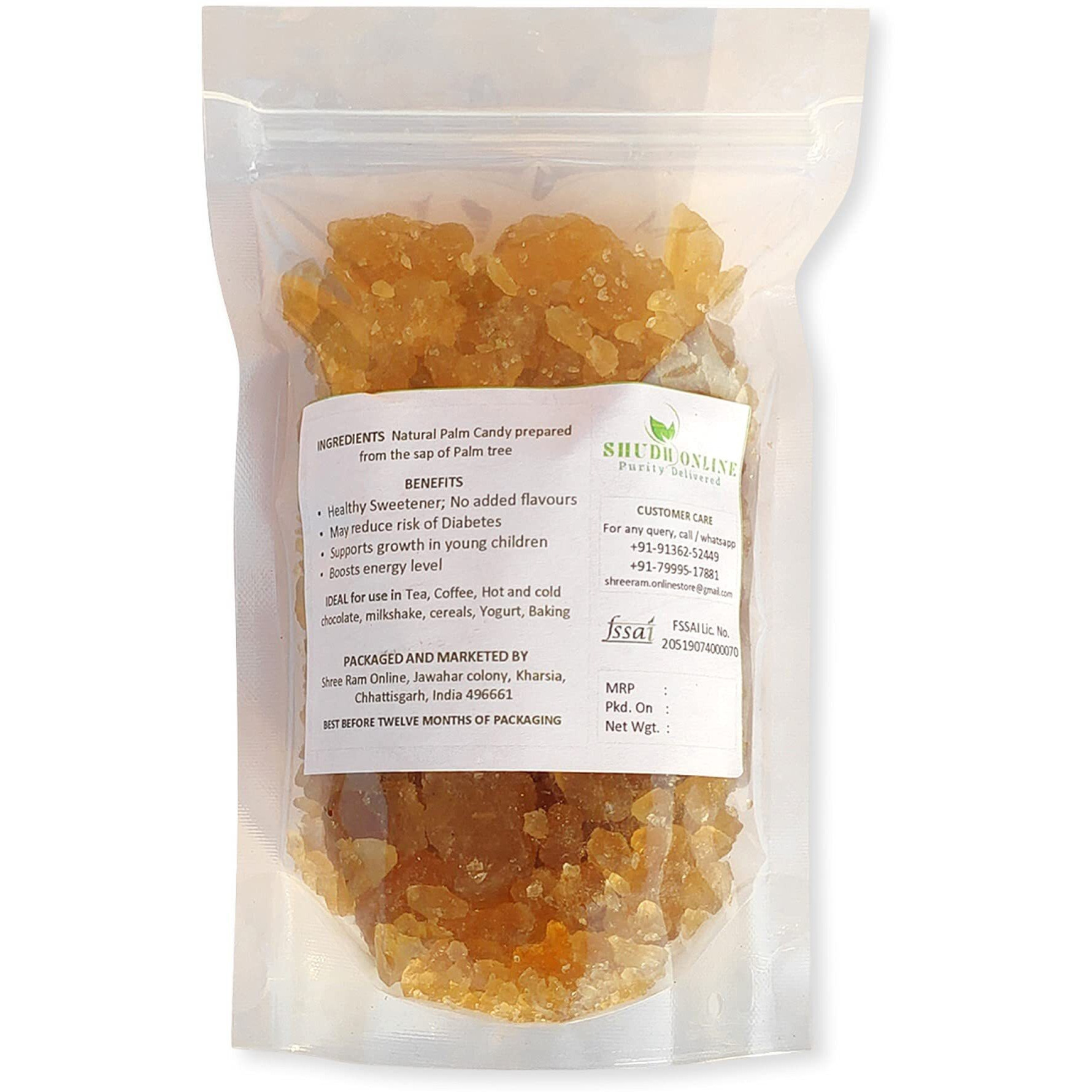 Shudh Online Tal Mishri, Palm Candy, Palm Sugar crystals (500 Grams), Panang Kalakandu, Panakarkandu