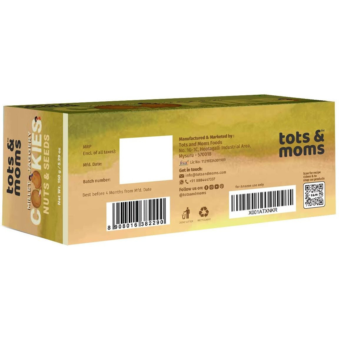 TOTS AND MOMS Foods Healthy,Wholesome & Nutritious Millet & Jaggery Cookies Nuts & Seeds For Kids Snack With Dry Fruits&Butter,440 Grams