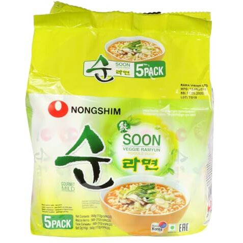 Nongshim Soon Veggie Ramyun, 5 X 112 G, Vegetarian