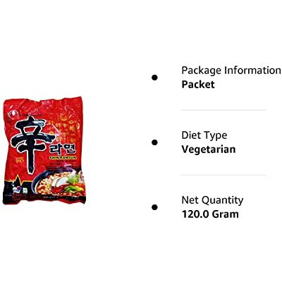 Nongshim Shin Ramyun Korean Style Spicy Noodle Soup Instant Noodles, 4.23 oz  120 g