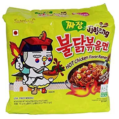 Samyang Hot Chicken Ramen Jjajang Noodles, 5 X 140 grams