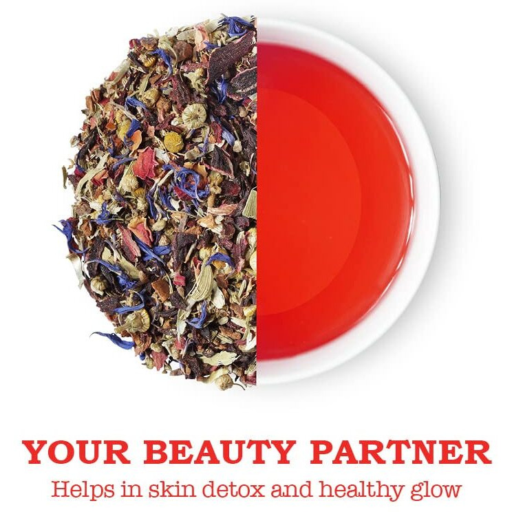 IORGANIC Hibiscus Rose Tea | Organic Herbal Immunity Booster Caffeine Free With Blend Of Star Anise | Fennel, Cardamom, Chamomile & Rose Petals For Your Skin Detox And Healthy Glow - (60 Gram)