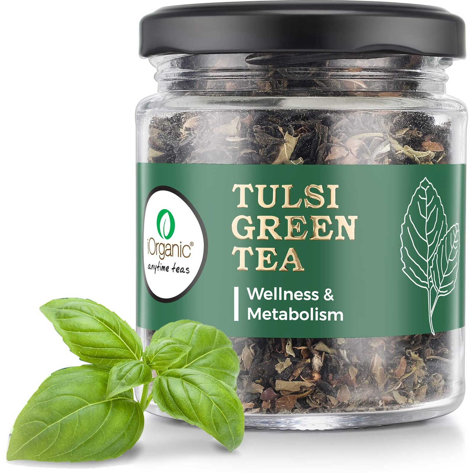 IORGANIC Natural Dried Tulsi Lemon Grass Green Tea | Perfect Organic Herbal Immunity Booster Tea, Caffeine Free With Blend Of Fresh Rama Tulsi | Vana Tulsi And Green Tea - (40 Gram Granules)