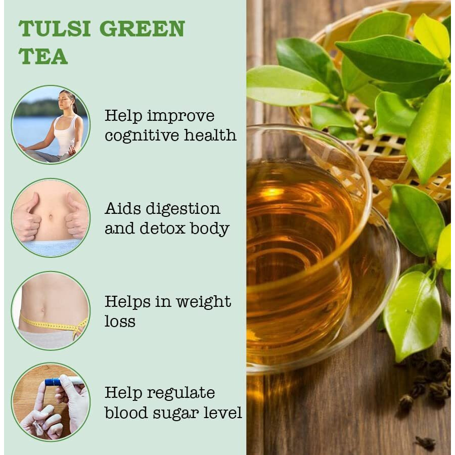 IORGANIC Natural Dried Tulsi Lemon Grass Green Tea | Perfect Organic Herbal Immunity Booster Tea, Caffeine Free With Blend Of Fresh Rama Tulsi | Vana Tulsi And Green Tea - (40 Gram Granules)