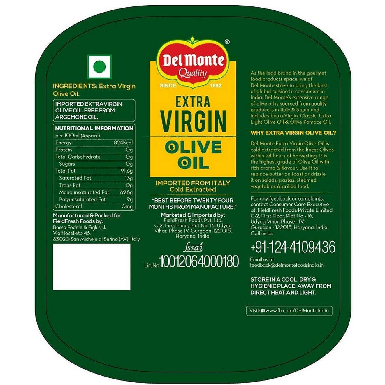 Delmonte Extra Virgin Olive Oil, 500ml