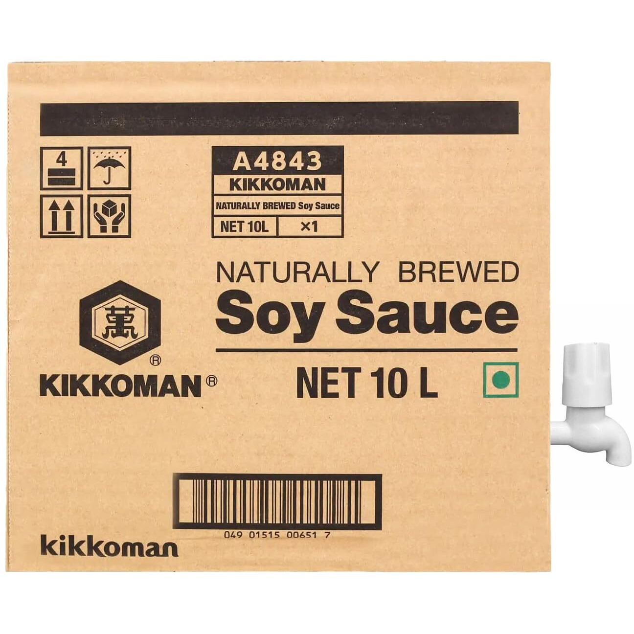 Kikkoman Naturally Brewed Soy Sauce, 10L Aseptic Pouch With Dispensing Tap | Made in Japan | No Added Colour or Preservatives | All Purpose Seasoning - 4 Ingredients- Soy Beans, Salt, Water, Wheat