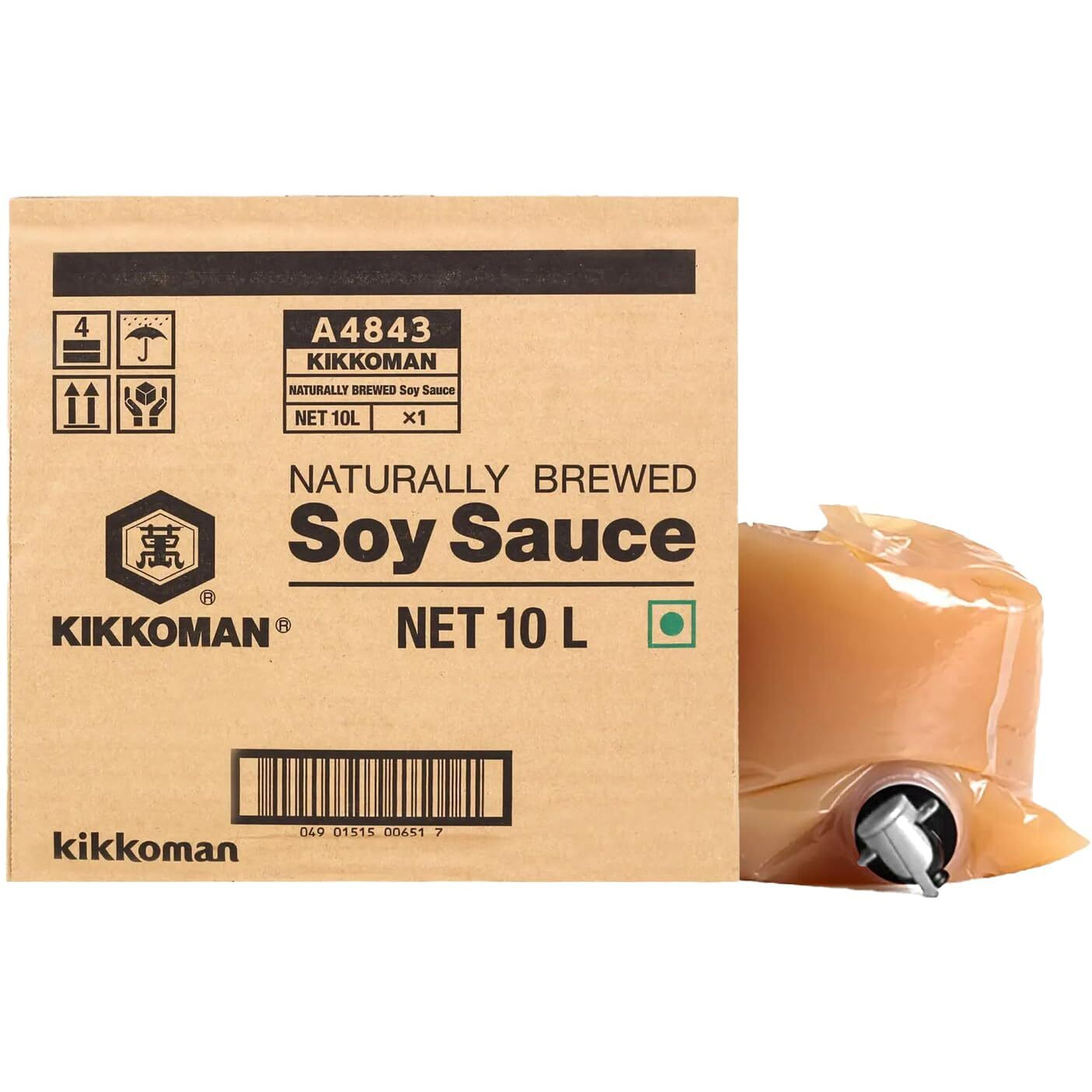 Kikkoman Naturally Brewed Soy Sauce, 10L Aseptic Pouch With Dispensing Tap | Made in Japan | No Added Colour or Preservatives | All Purpose Seasoning - 4 Ingredients- Soy Beans, Salt, Water, Wheat