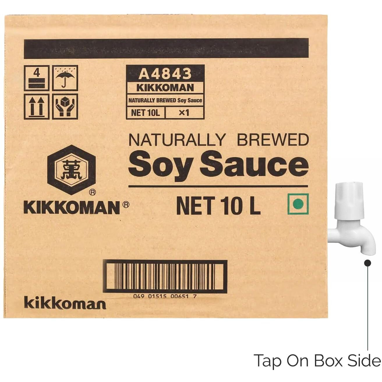 Kikkoman Naturally Brewed Soy Sauce, 10L Aseptic Pouch With Dispensing Tap | Made in Japan | No Added Colour or Preservatives | All Purpose Seasoning - 4 Ingredients- Soy Beans, Salt, Water, Wheat