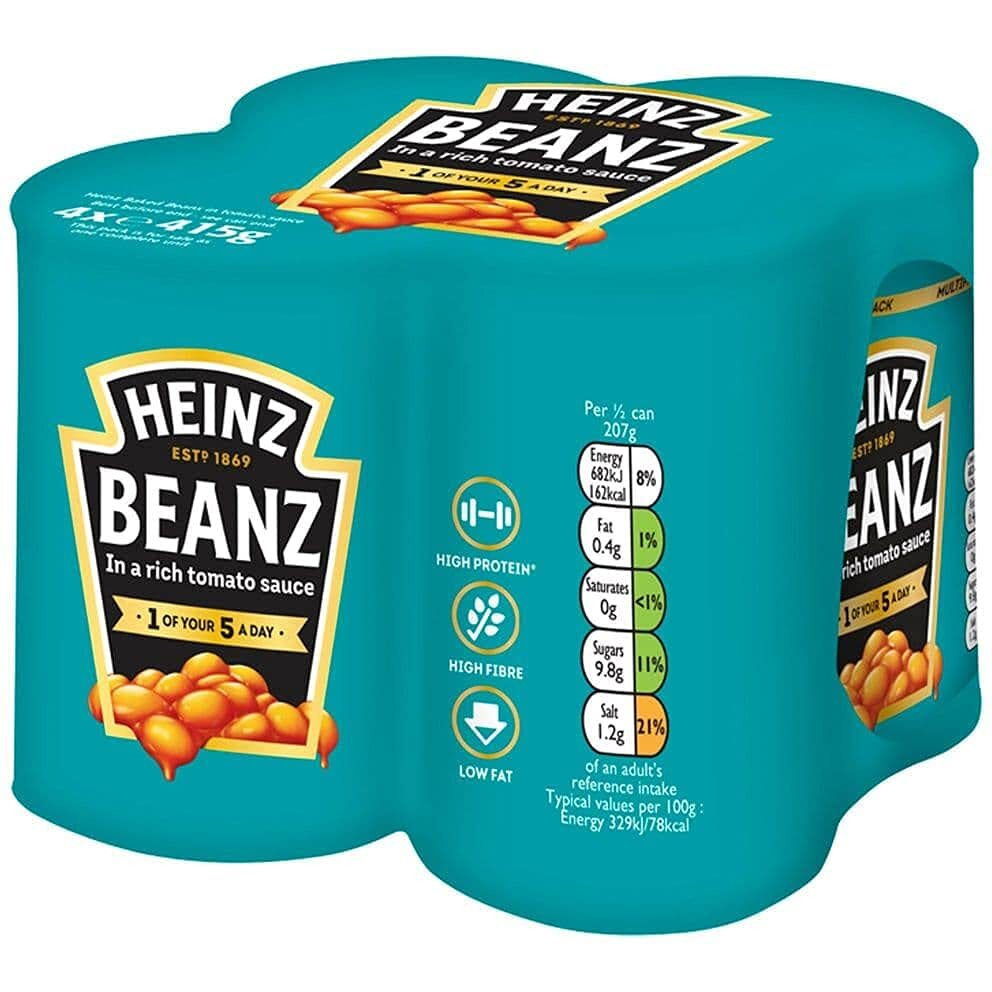 HEINZ Baked Beans in Tomato Sauce, 415 g, Pack of 4