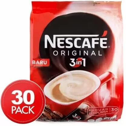 Nescafe 3 In 1 Original Soluble Coffee Instant Coffee 30 Sachets Bag 525 Gram-Packet