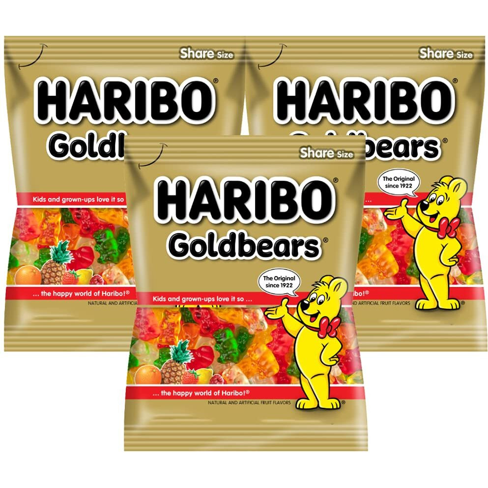 HARIBO Goldbears Share Size Assorted Jellies, 160 Gm, 3 Pack, Golden & White