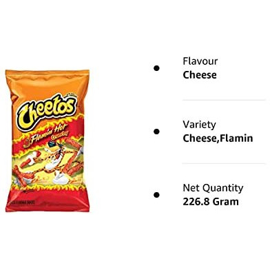 Cheetos Flamin Hot Crunchy Snacks - Cheese Flavoured, 226.8g