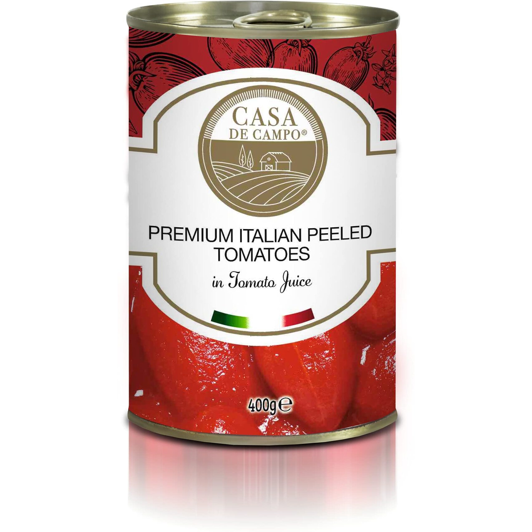 Casa De Campo Premium Italian Peeled Plum Tomatoes in Tomato Juice, 400 g